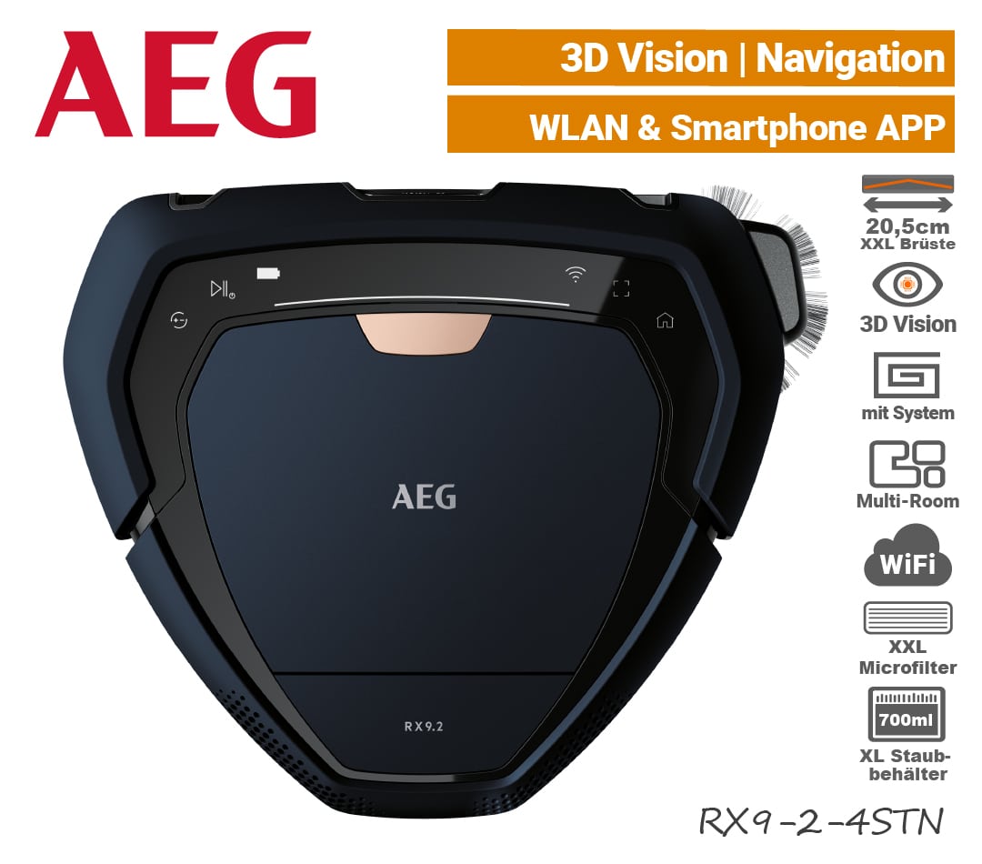 AEG RX9-2-4STN Saugroboter 3D-Kamera Laser-Navigation Wifi WLAN EU9