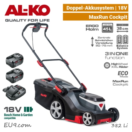 ALKO 382 Li Premium Doppel 18V Akku-Rasenmäher Bosch-Home & Garden AL-KO maxRun EU9