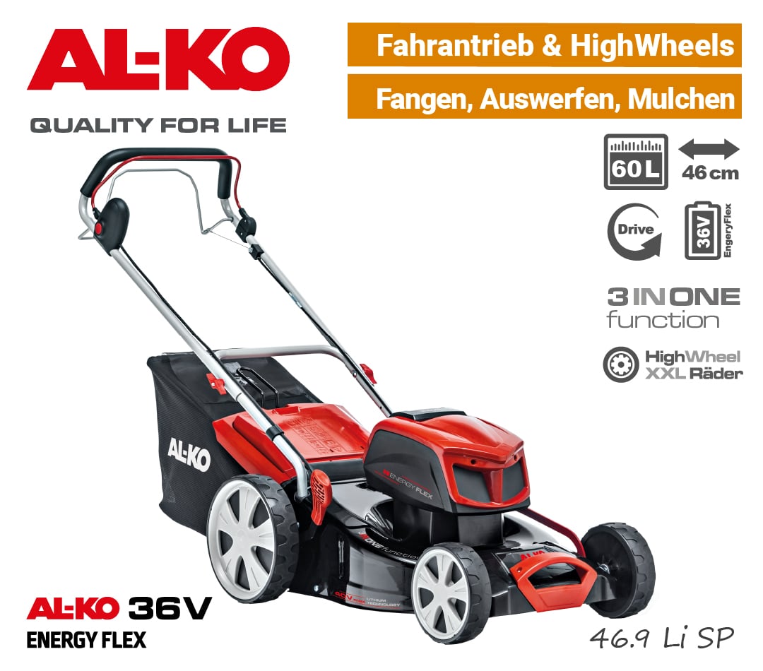 ALKO 46.9 Li SP Akku-Rasenmäher 36V EnergyFlex 40V Antrieb selbstfahrer 3-in-1 EU9