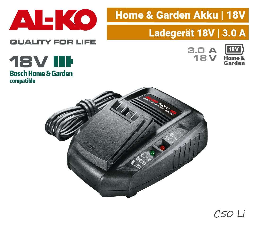 ALKO C50 Li Ladegerät 18V Akku Bosch Home & Garden 18 V Power-for-all C 50 li-ion AL-KO EU9