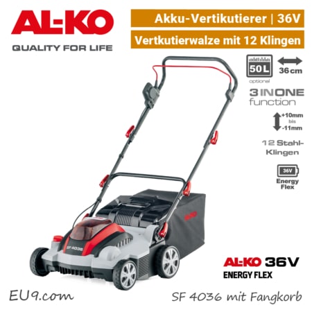ALKO SF 4036 Akku-Vertikutierer mit Fangkorb Lüfter AL-KO 36V EnergyFlex EU9