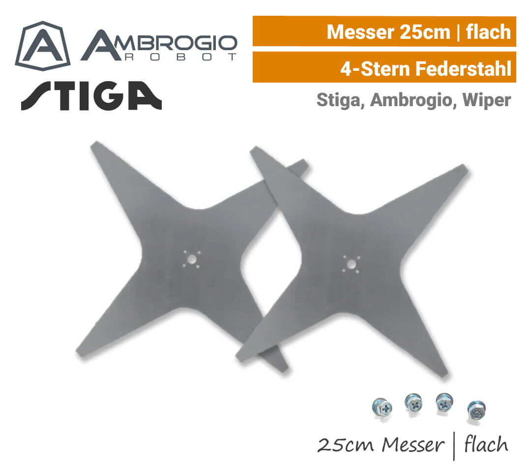 Ambrogio Stiga Wiper Messer 25 cm flach L30 L85 Autoclip Agro EU9