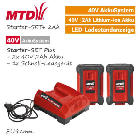 MTD 40V Starter-SET Plus - 2Ah Akku - Schnell-Ladegerät 40 Volt EU9