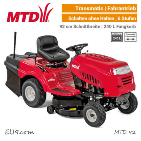 MTD 92 Transmatic Rasentraktor Aufsitzmäher mit Fangkorb EU9