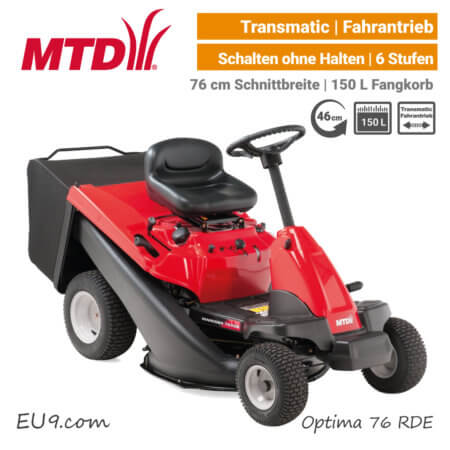 MTD Optima 76 RDE Transmatic Mini-Rider Aufsitzmäher mit Fangkorb EU9