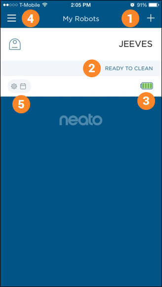Neato Botvac Connected App Hauptbildschirm