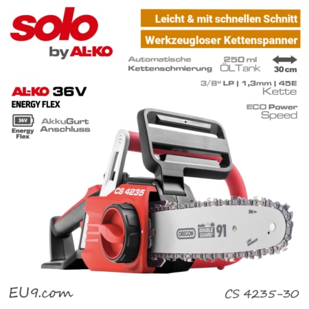 SOLO ALKO CS 4235-30 Akku-Motorsäge 36V EnergyFlex 40V Akku-Kettensäge EU9