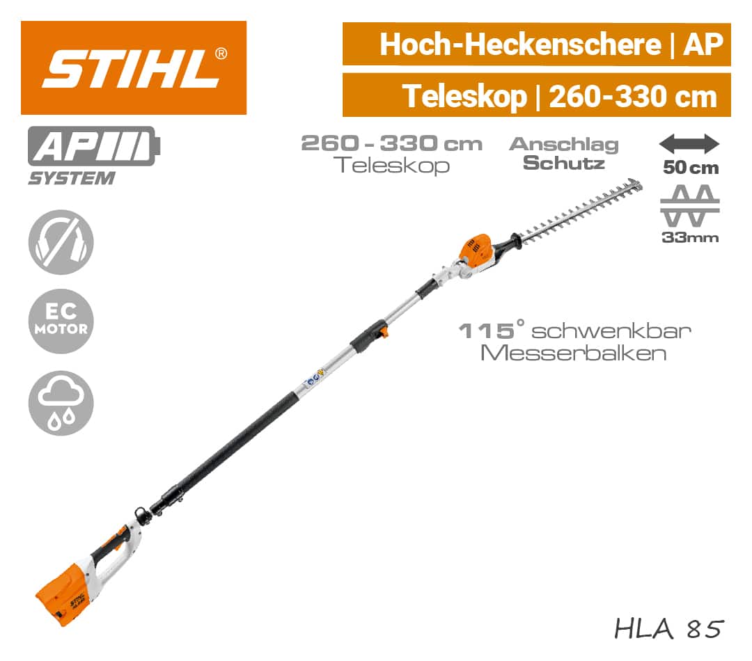 STIHL HLA 85 Akku-Heckenschneider Akku-Hoch-Heckenschere Teleskop AP PRO EU9
