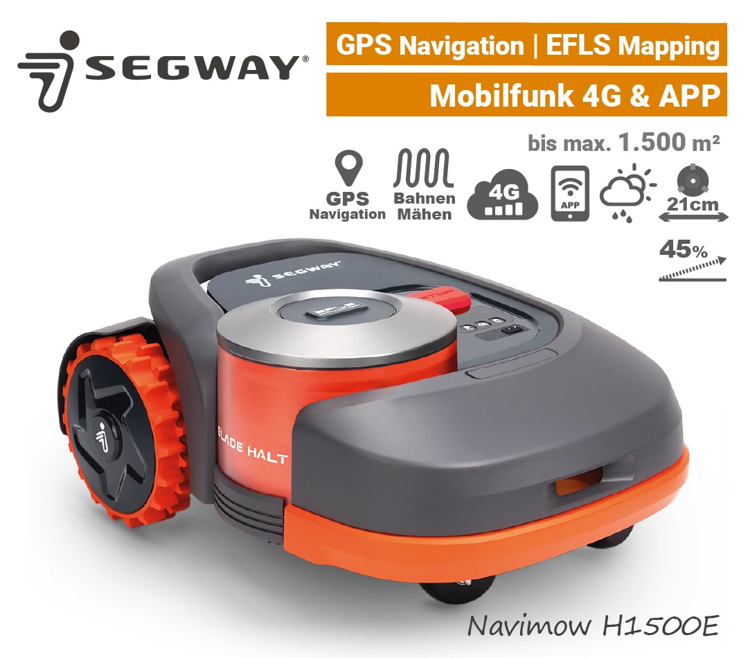 Segway Navimow H1500E GPS RTK Rasenroboter GNSS Satelliten 4G EU9