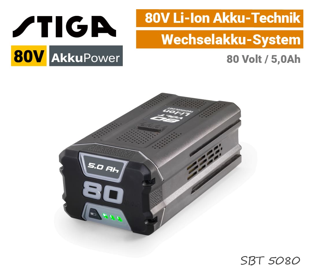 Stiga 80V Akku 80 Volt Li-Ion SBT-5080 5.0 Ah EU9