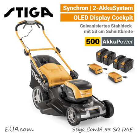 Stiga Combi 55 SQ DAE Akku-Rasenmäher Radantrieb Synchron 500 EU9