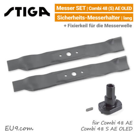 Stiga Messer Combi 48 S AE OLED Combi 48 AE mit Messerhalter lang Ersatzmesser 80V EU9