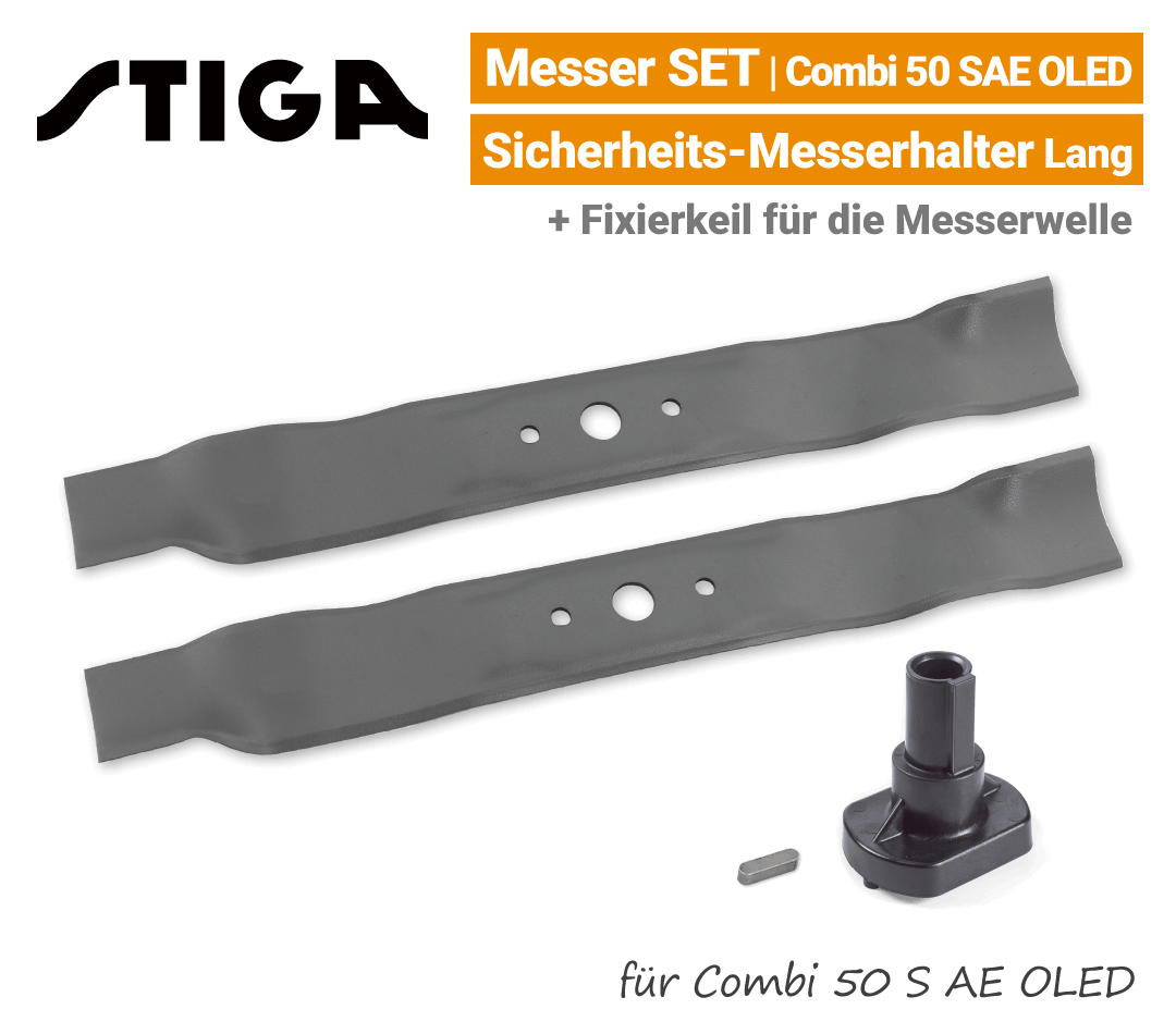 Stiga Messer Combi 50 S AE OLED mit Messerhalter lang Ersatzmesser 80V EU9