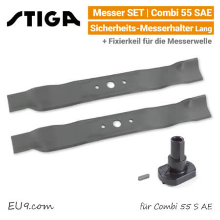 Stiga Messer Combi 55 S AE mit Messerhalter lang Ersatzmesser 80V EU9