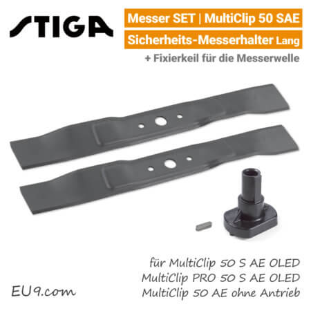 Stiga Messer MultiClip 50 S AE PRO OLED mit Messerhalter Lang Ersatzmesser 80V EU9