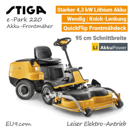 Stiga e-Park 220 Akku-Frontmäher Aufsitzmäher Akku-Rider Lithium EU9