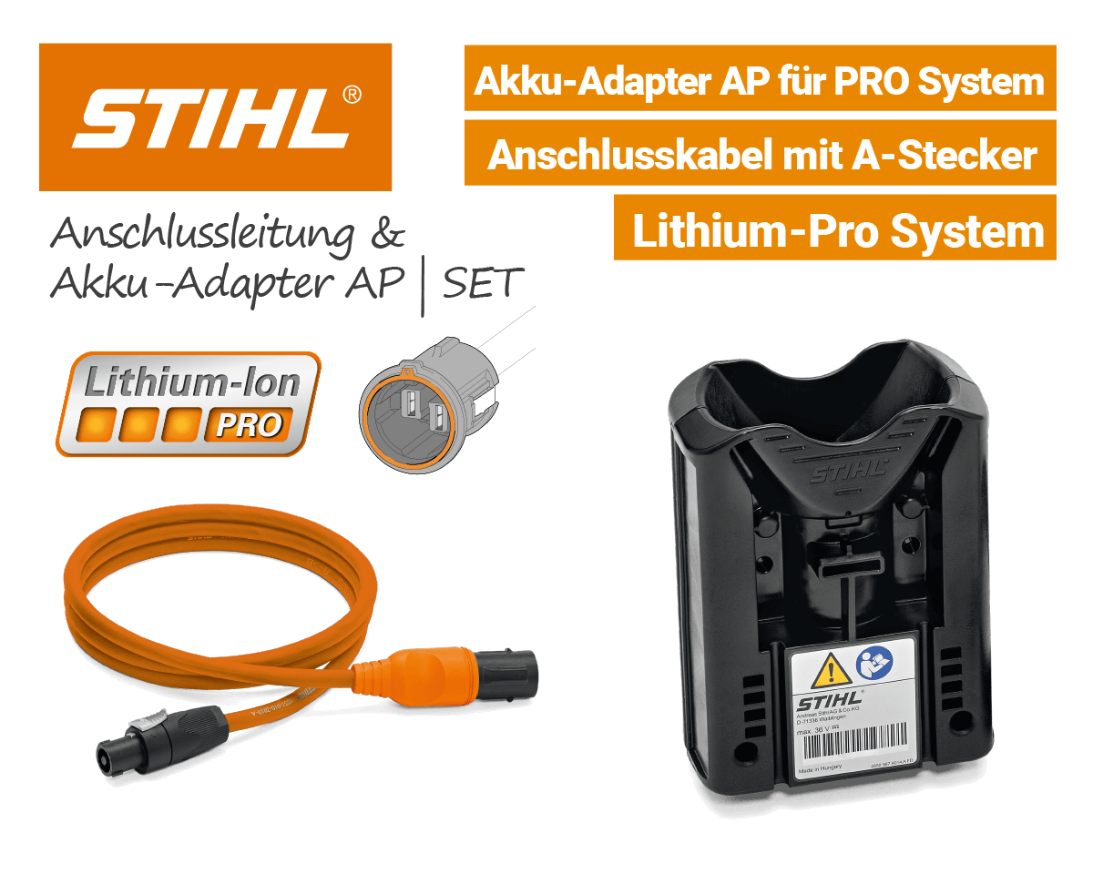 Stihl Anschlussleitung Orange mit A-Stecker und Akku-Adapter AP Li-Ion Pro EU9