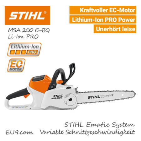Stihl MSA 200 C-BQ Akku-Kettensäge-Motorsäge Lithium-Ion PRO - EU9