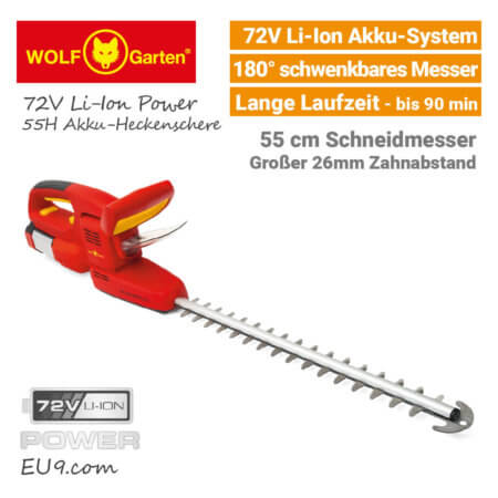 Wolf-Garten 72V Li-Ion Power 55H Akku-Heckenschere EU9
