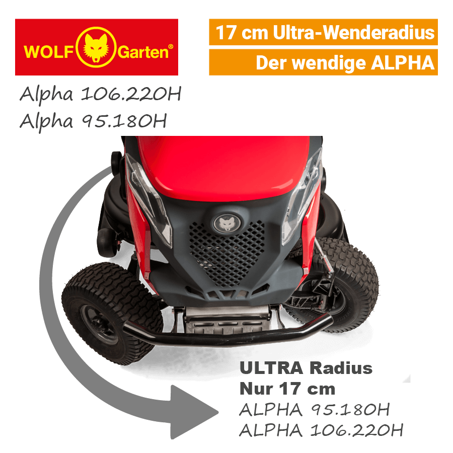 Wolf-Garten Alpha Ultra Wenderadius Expert-Rasentraktor Aufsitzmäher EU9