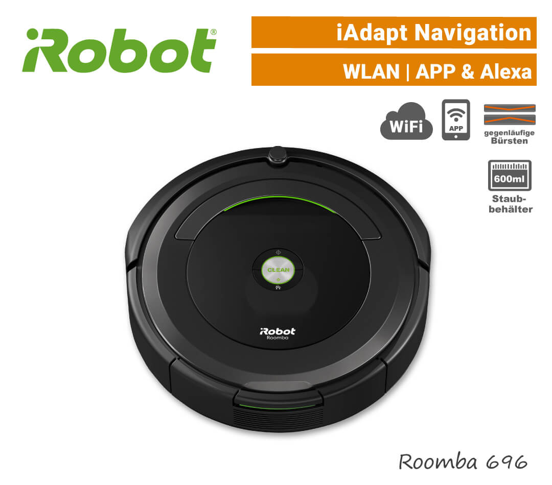 iRobot Roomba 696 Saugroboter iAdapt-Navigation Wifi WLAN Alexa App EU9